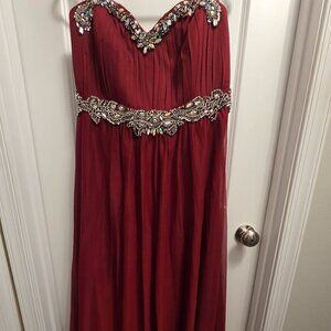 My Michelle Red Jeweled Strapless Gown Plus Size 22 + Formal Evening Dress